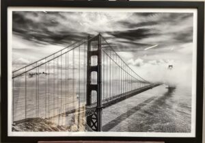 Framed Black and White Golden Gate Bridge