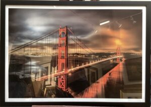 Framed Golden Gate Bridge from Marin at Night